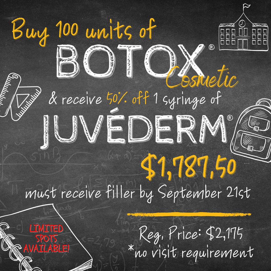 100 Units of BOTOX® - Get 50% off 1 syringe of Juvéderm